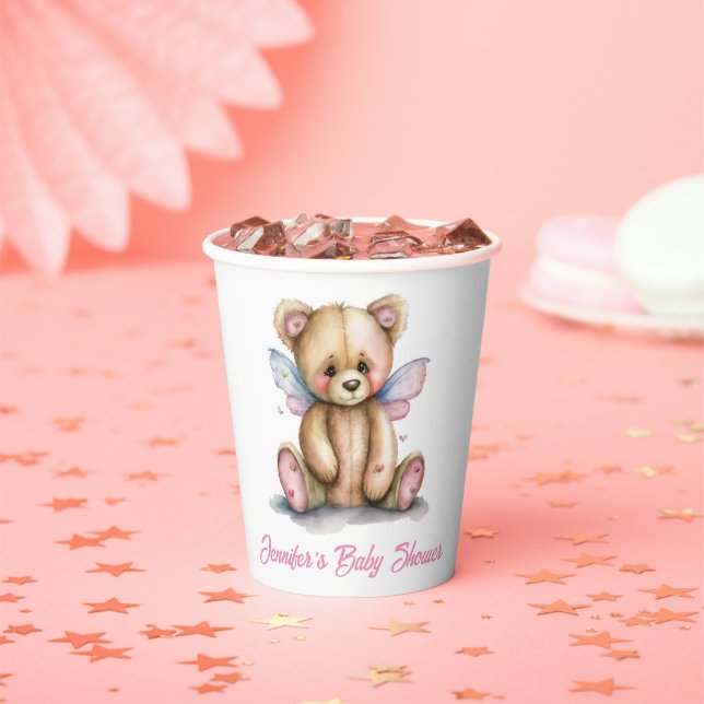 Teddy Bear with Wings Personalized Paper Cups (Insitu)