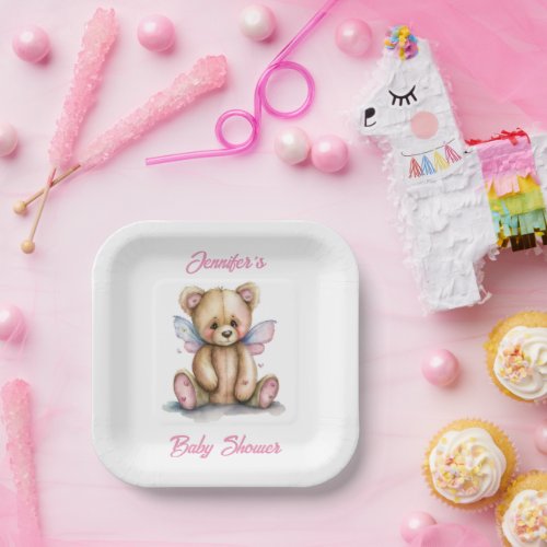 Teddy Bear with Wings Personalized Paper Plates