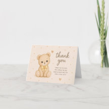 Teddy Bear with Yellow Bow Baby Shower Thank You