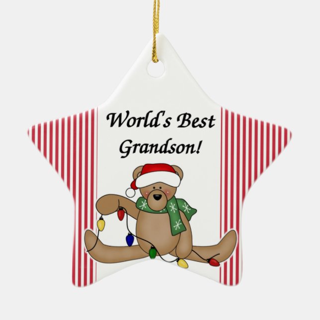Teddy Bear World's Best Grandson Ornament (Front)