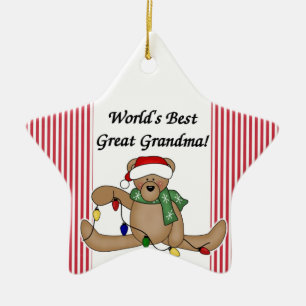 Teddy Bear World's Best Great Grandma Ornament