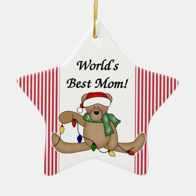Teddy Bear World's Best Mom Ornament (Front)