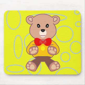 Teddy Bear Yellow Geometric Circles Loops Mousepad