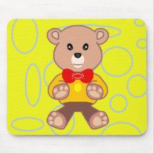 Teddy Bear Yellow Geometric Circles Loops Mousepad