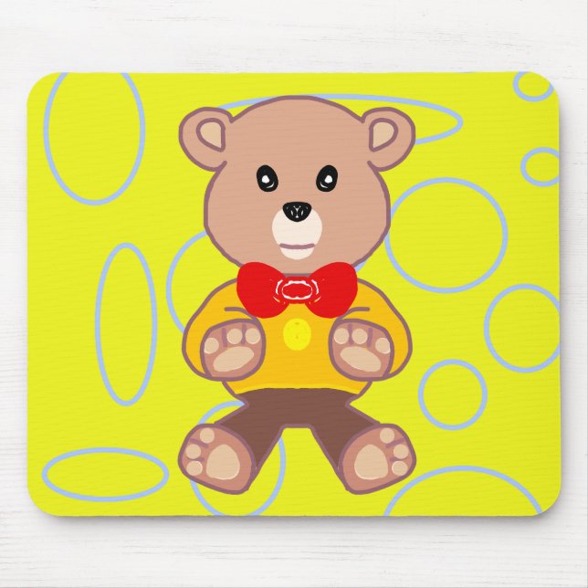 Teddy Bear Yellow Geometric Circles Loops Mousepad (Front)