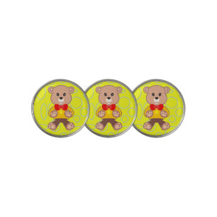 Teddy Bear Yellow Geometric Golf Ball Marker