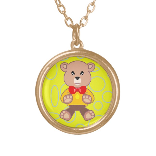 Teddy Bear Yellow Geometric Necklace (Front)