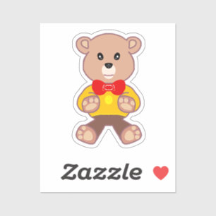 Teddy Bear Yellow Geometric Sticker