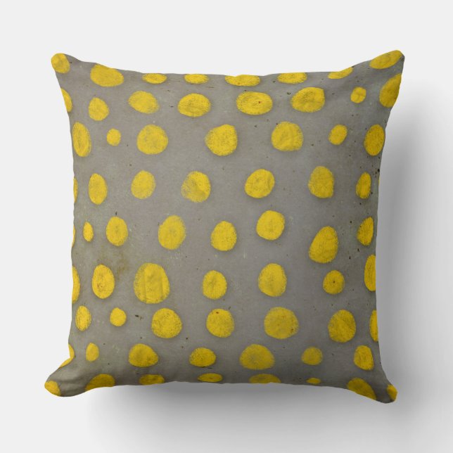 Teddy Bear / Yellow Polka Dots Throw Pillow (Front)