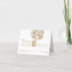 Teddy BearHeart & Balloon Baby Shower Letterpress Thank You Card