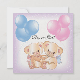 Teddy Bears and Balloons Gender Reveal Party Invit Invitation