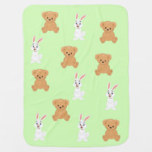 Teddy bears and bunnies baby blanket