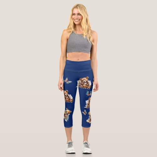 Teddy Bears and Butterflies Capri Leggings