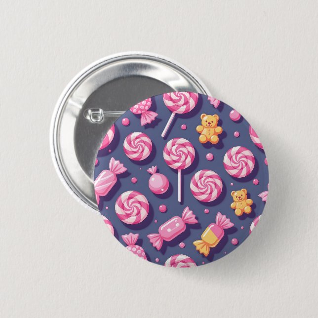 Teddy bears and candy pattern button (Front & Back)