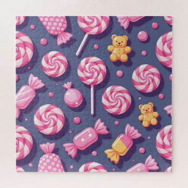 Teddy bears and candy pattern jigsaw puzzle (Horizontal)