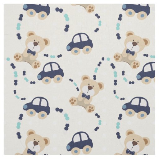 Teddy Bears and Cars Baby Boy Pattern Fabric