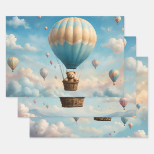 Teddy Bears and Hot Air Balloons Wrapping Paper Sheets
