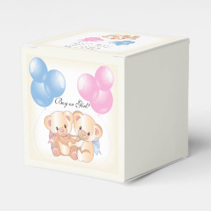 Teddy Bears Baby Gender Reveal Party Favor Box