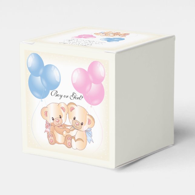 Teddy Bears Baby Gender Reveal Party  Favor Box (Front Side)