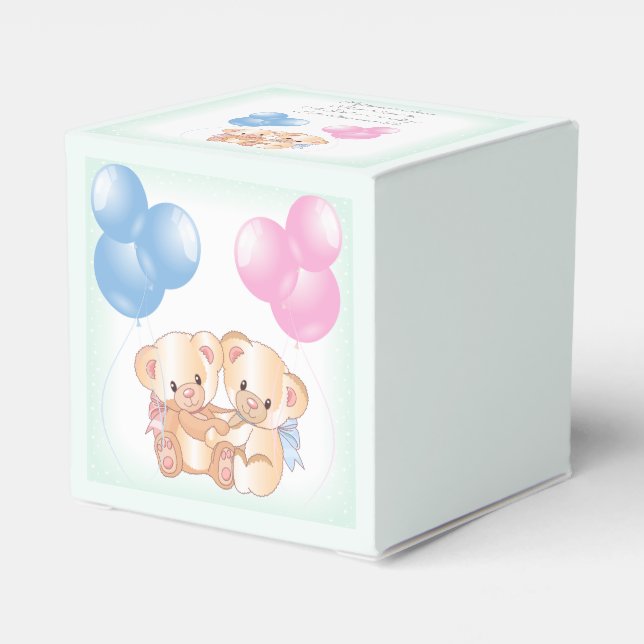 Teddy Bears Baby Gender Reveal Party  Favor Box (Back Side)