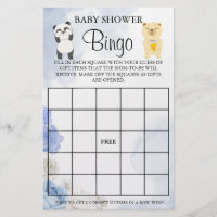 Teddy Bears Baby Shower Bingo game card Flyer