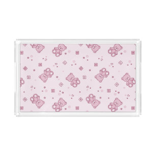 Teddy bears background Pink Acrylic Tray