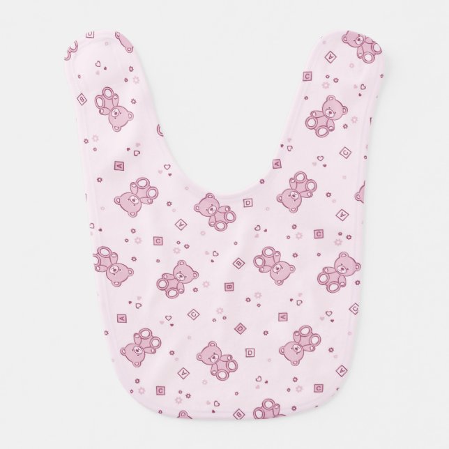 Teddy bears background Pink Bib (Front)