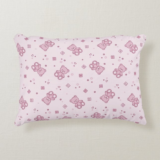 Teddy bears background Pink Decorative Pillow (Front)
