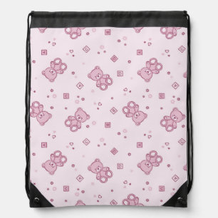 Teddy bears background Pink Drawstring Bag