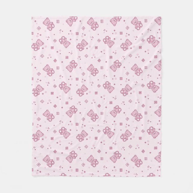 Teddy bears background Pink Fleece Blanket (Front)