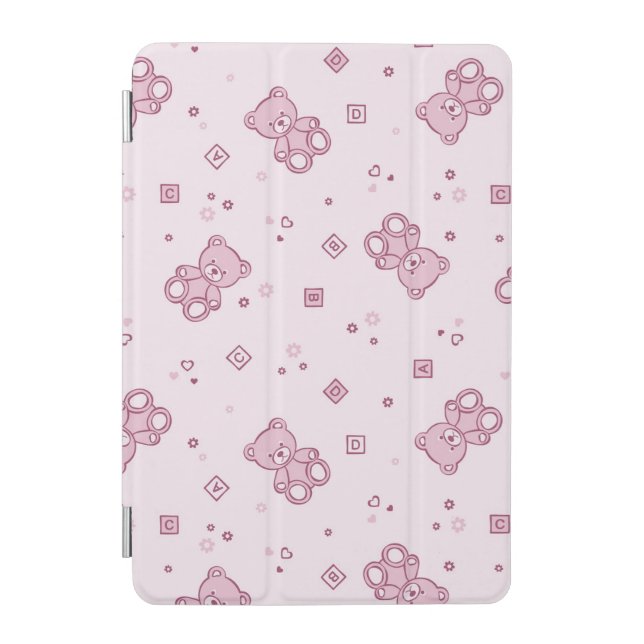 Teddy bears background Pink iPad Mini Cover (Front)