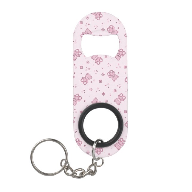 Teddy bears background Pink Keychain Bottle Opener (Front)