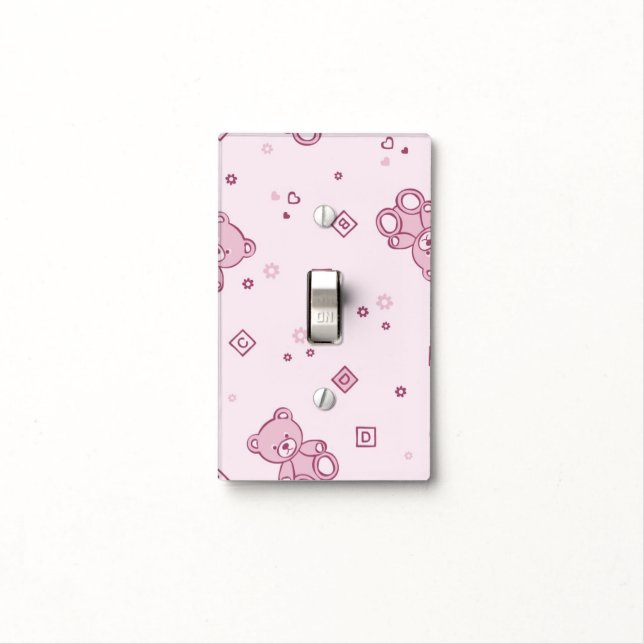 Teddy bears background Pink Light Switch Cover (In Situ)