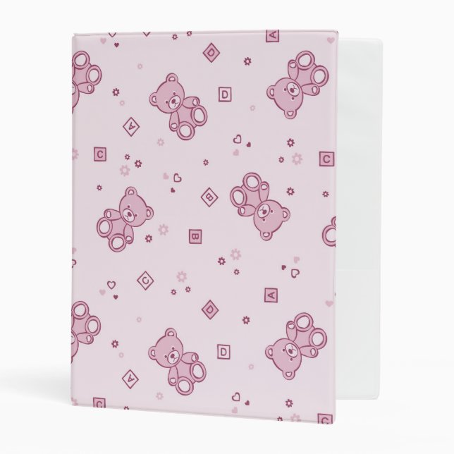 Teddy bears background Pink Mini Binder (Front/Inside)