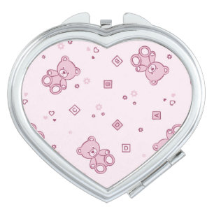 Teddy bears background Pink Mirror For Makeup