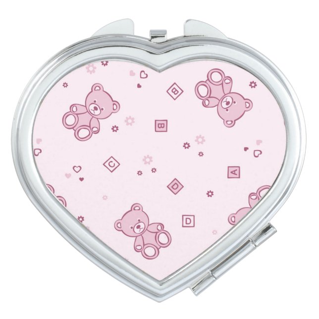 Teddy bears background Pink Mirror For Makeup (Front)