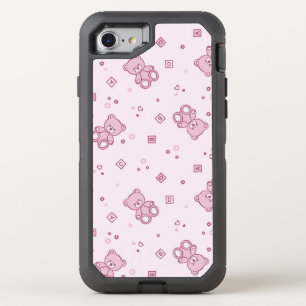 Teddy bears background Pink OtterBox Defender iPhone SE/8/7 Case
