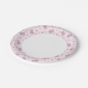 Teddy bears background Pink Paper Plates