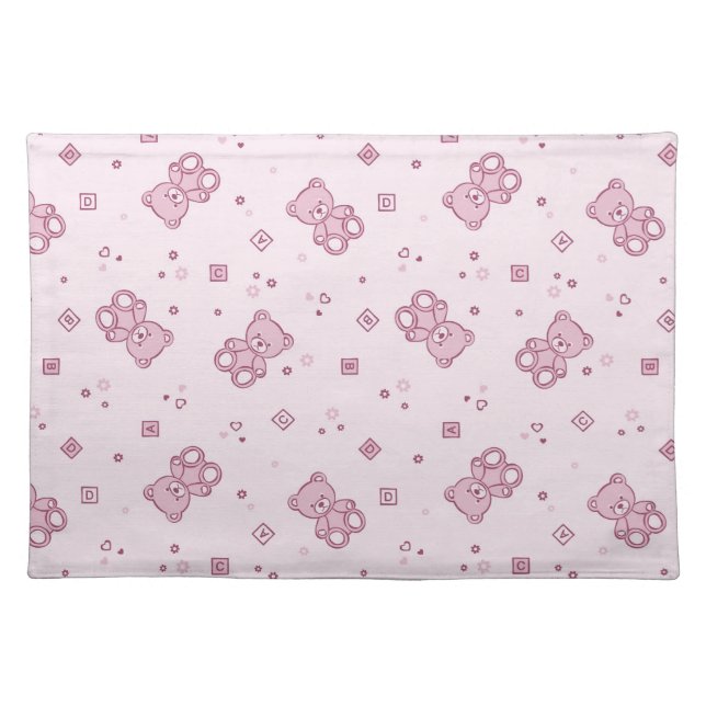Teddy bears background Pink Placemat (Front)