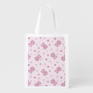 Teddy bears background Pink Reusable Grocery Bag