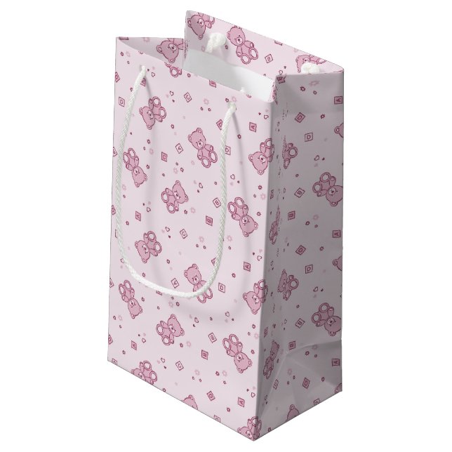 Teddy bears background Pink Small Gift Bag (Back Angled)