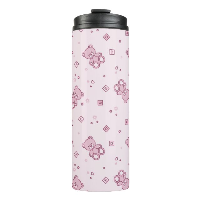Teddy bears background Pink Thermal Tumbler (Front)