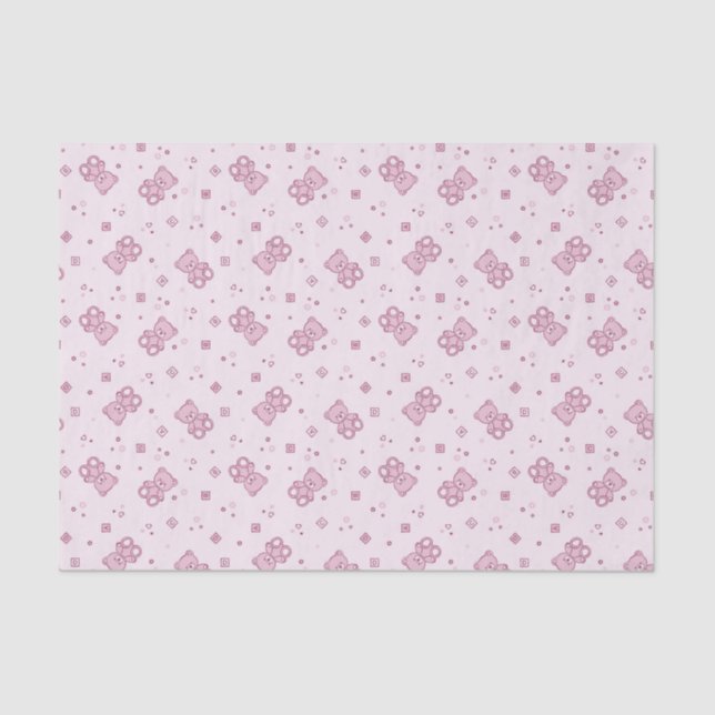 Teddy bears background Pink Tissue Paper (Front)