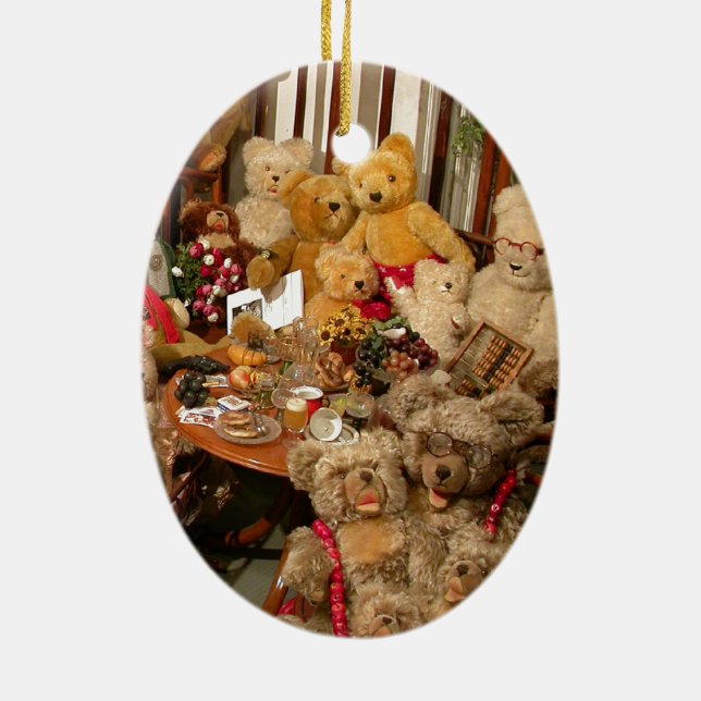 Teddy Bears Collectors Paradise Ceramic Ornament (Back)