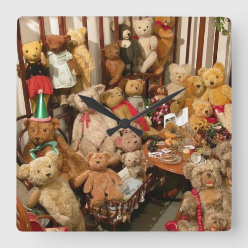 Teddy Bears Collectors Paradise Square Wall Clock