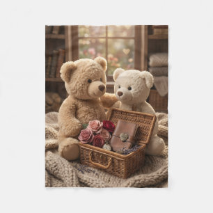 Teddy Bears Cozy Picnic Vintage Warmth Fleece Blan Blanket