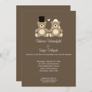 Teddy Bears Customized Wedding Invitation (Brown)