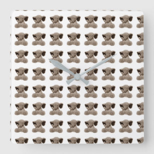 **TEDDY BEARS GALORE** BABY'S SQUARE WALL CLOCK