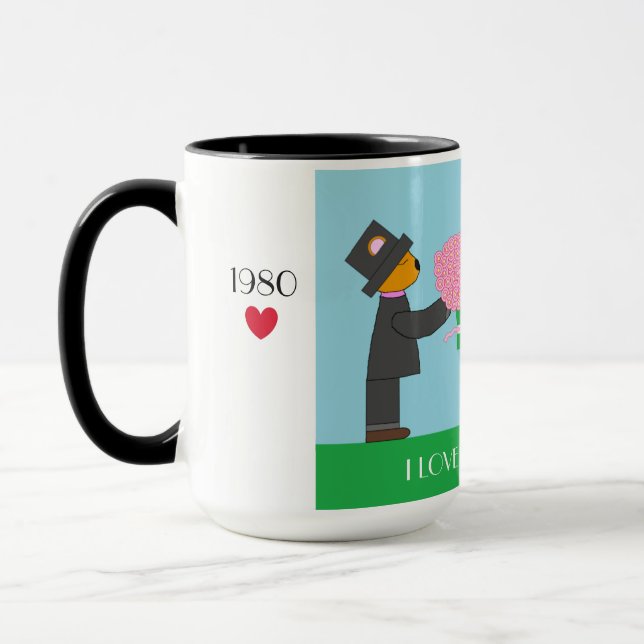 Teddy Bears Getting Married: Anniversary Mug (Left)