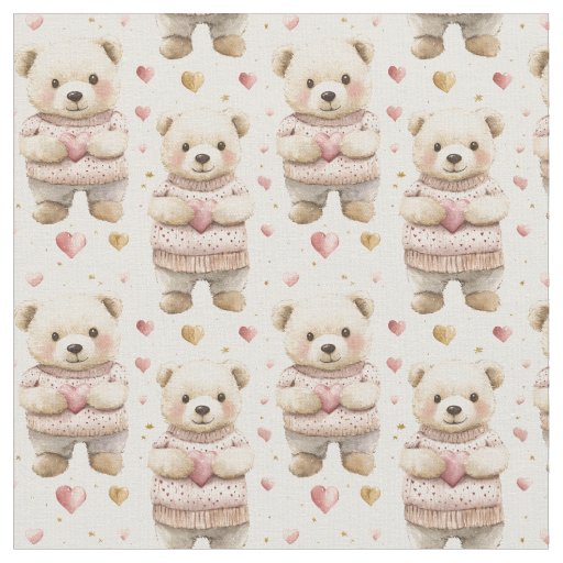 Teddy Bears & Hearts Fabric